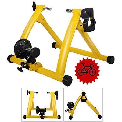 Dntum Bicycle Turbo Trainer,Magnetic Bike Trainer Stand - Riding Training Platform - Bicycle Turbo Trainer Bike Trainer Exercise Fitness Stationary Frame for Mountain & Road Bikes Yellow