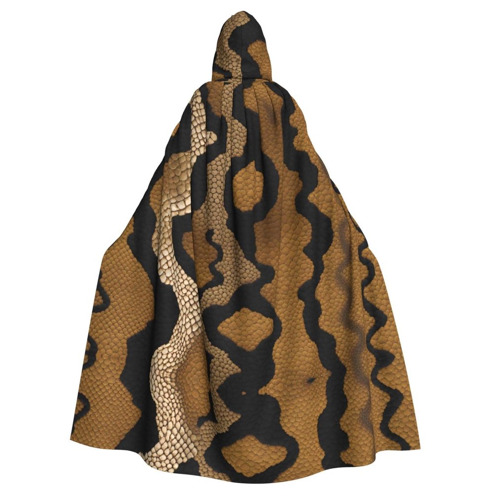 WHJYMX Big Snake Skin Printing Halloween Adult Hooded Cloak for Party Decoration and Costumes