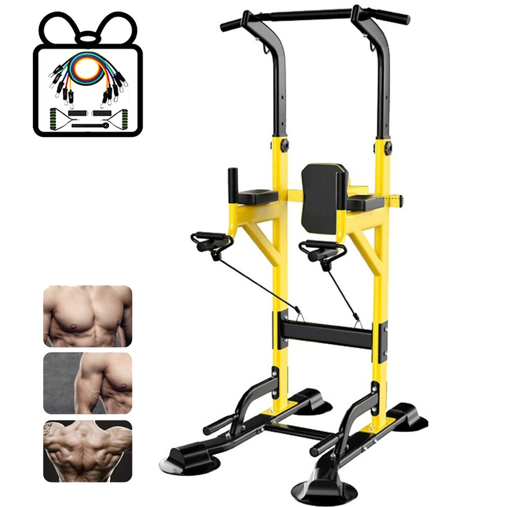 Dntum Power Tower Multi-Function Workout Dip Station for Home Gym Training Fitness Exercise Equipment Adjustable Height Pull/Push Up Bar Tower