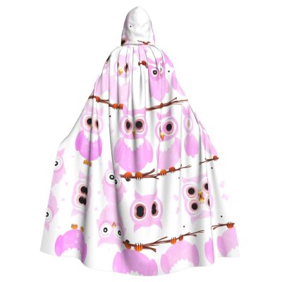 WHJYMX Cute owl Printing Halloween Adult Hooded Cloak for Party Decoration and Costumes