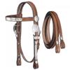 AD Saddlery Western Premium Leather Equestrian Trail Set Accessories Hand Silver Plated Carved Tooled Headstall, Breast Collar & Reins for Horse Riding and Training Size: Full - Cob H01 (Full) view 1
