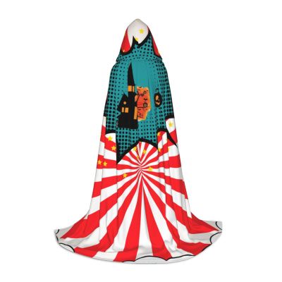 Aqin happy Print Hooded Cape For Teenagers Halloween party cosplay costume cape S size length:35 inches/88 cm,M size length:47 inches/118 cm,L size length:55 inches/138 cm,(from shoulder to hem)