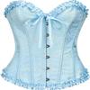 ADELCE Women's Lace Up Corset Boned Floral Overbust Shapewear Lingerie Bustier Bodyshaper Top Crystal Blue M view 1