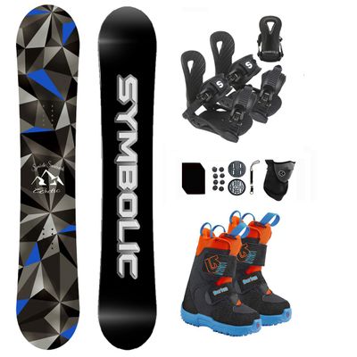 Symbolic Arctic Kids 2025 Snowboard & Bindings & Choice Boots Complete Package Set (BLK Binding+Burt Blue-Org Boot 12c, 90cm Arctic Rocker)