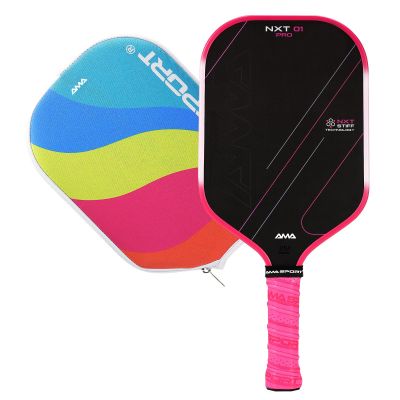 AMA SPORT Carbon Fiber Pickleball Paddles USAPA Approved 16mm Pickleball Paddle Friction Textured Surface Thermoformed Pickleball Racket with Propulsion PP Honeycomb Core (NXT 01 PRO-Pink)