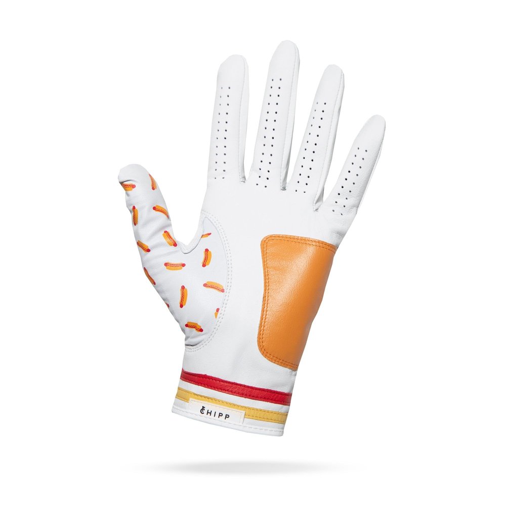 Chipp Golf Cabretta Leather Golf Glove, Premium Grade AAA Cabretta Tour Glove, Mens Right Hand Hot Dog, Size Medium/Large