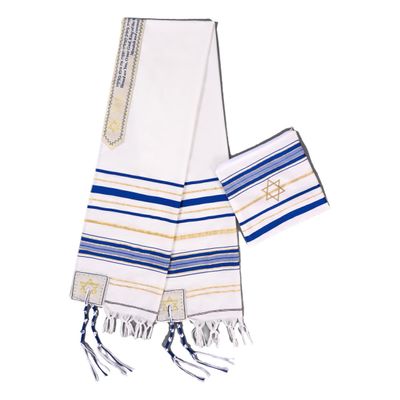Blue Talite Prayer Shawl - Christian Men's Prayer Costume, 5 Colors