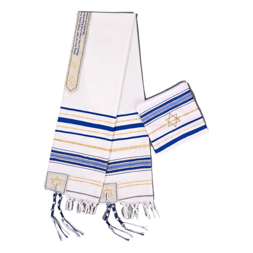 Blue Talite Prayer Shawl - Christian Men's Prayer Costume, 5 Colors