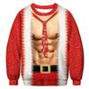 Unisex Ugly Christmas Sweater Funny 3D Print Santa Muscle Sweatshirt Long Sleeve Crewneck Xmas Pullover, Red 2, 3XL view 1