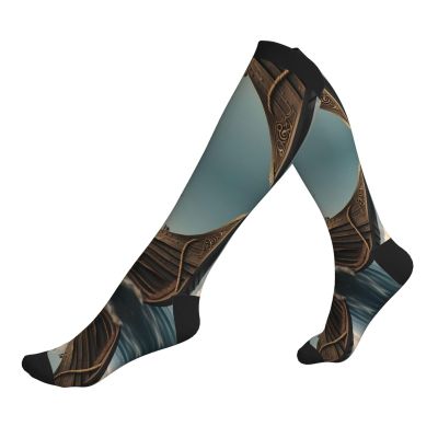 YQxwJL Old Viking Boat Print Compression Socks,Compression Ankle Support Socks,Sports Socks,For Men Women Running Athletic