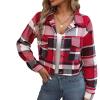 Aluxora Cropped Flannel Jacket, Women Cropped Plaid Flannel Shirt Jacket, 2024 Fall Fashion Flannel Button Down Jacket (Red,XL)