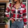 Aluxora Cropped Flannel Jacket, Women Cropped Plaid Flannel Shirt Jacket, 2024 Fall Fashion Flannel Button Down Jacket (Red,XL) view 2