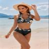 AI'MAGE Women's High Waisted Bikini Sets Tummy Control Swimsuits 2026 Two Piece Bathing Suits Color Block Halter Swim Suits, Black Leaf, XL view 2
