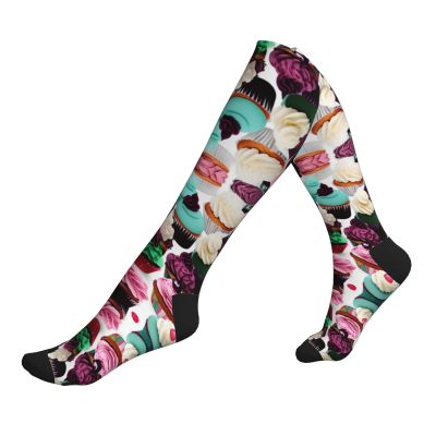 YQxwJL Delicious Cupcakes Print Compression Socks,Compression Ankle Support Socks,Sports Socks,For Men Women Running