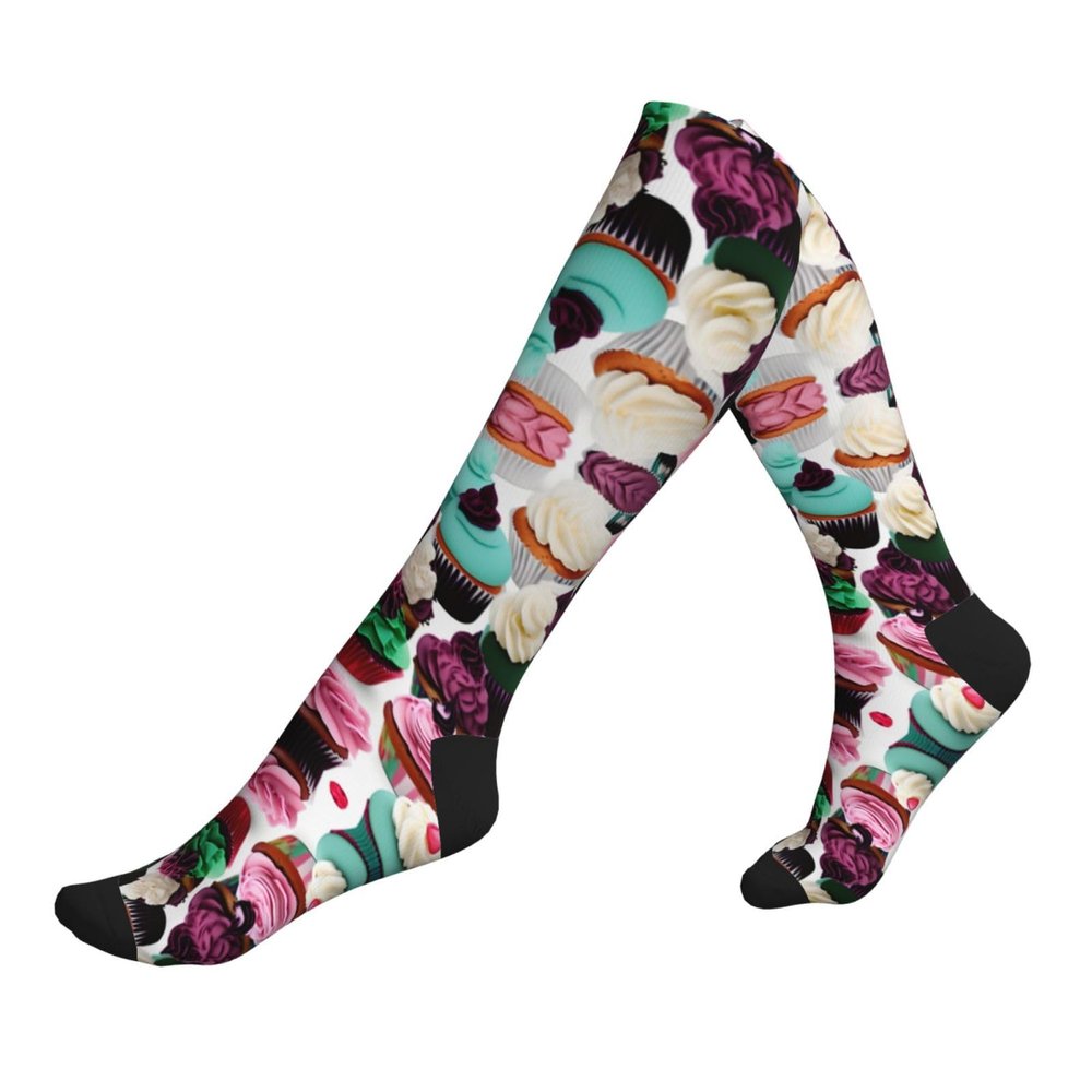 YQxwJL Delicious Cupcakes Print Compression Socks,Compression Ankle Support Socks,Sports Socks,For Men Women Running