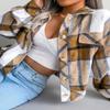 Aluxora Cropped Flannel Jacket, Women Cropped Plaid Flannel Shirt Jacket, 2024 Fall Fashion Flannel Button Down Jacket (Purple,XL) view 4