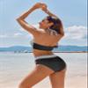AI'MAGE Women's High Waisted Bikini Sets Tummy Control Swimsuits 2026 Two Piece Bathing Suits Color Block Halter Swim Suits, Black Striped, XL view 4