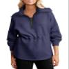 Dokotoo Womens Fall Clothes Half Zip Up Sweatshirt Long Sleeve Pullover Sweaters Casual Drawstring Waist Loose Fit Blouses Tops Cute Trendy Sweatshirts Tunic Shirts Trendy Clothing Navy Blue XX-Large