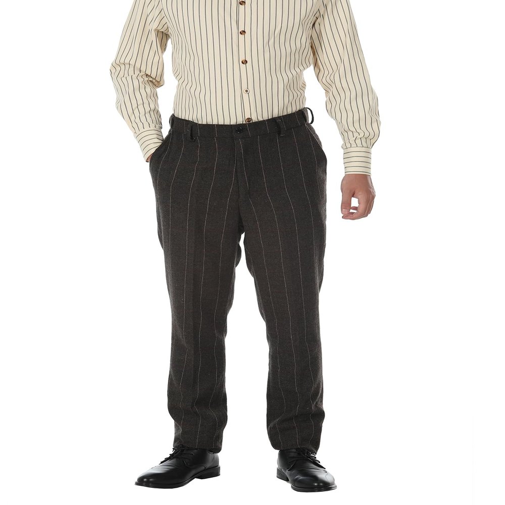 Men's Dress Pants Tweed Plaid Classic Fit Siut Separates Slim Stylish Wool Casual Business Suit Pants Coffee