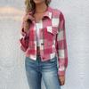Aluxora Cropped Flannel Jacket, Women Cropped Plaid Flannel Shirt Jacket, 2024 Fall Fashion Flannel Button Down Jacket (Rose,M) view 2