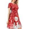 Biyejit Cute Snowman Women's Casual Flowy Loose Dresses A Line Sundresses Midi Length Swing Red Christmas Dress for Women Ladies Size S-4XL view 2
