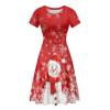 Biyejit Cute Snowman Women's Casual Flowy Loose Dresses A Line Sundresses Midi Length Swing Red Christmas Dress for Women Ladies Size S-4XL view 3