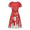 Biyejit Cute Snowman Women's Casual Flowy Loose Dresses A Line Sundresses Midi Length Swing Red Christmas Dress for Women Ladies Size S-4XL view 4