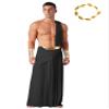Alvivi 4Pcs Men's Halloween Ancient Greek Costume One Shoulder Strap Roman Toga Long Skirt Outfit Set Black XX-Large view 1
