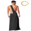 Alvivi 4Pcs Men's Halloween Ancient Greek Costume One Shoulder Strap Roman Toga Long Skirt Outfit Set Black XX-Large view 2