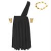 Alvivi 4Pcs Men's Halloween Ancient Greek Costume One Shoulder Strap Roman Toga Long Skirt Outfit Set Black XX-Large view 3
