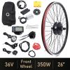 Electric Bike Conversion Kit, 350W 36V E-bike Kit 26" Front Wheel Motor Brushless and Gearless Hub Motor Set Bicycle BLDC Controller with LCD Display Controller PAS Brake Lever for 26*1.95 Tire view 4