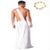 Alvivi 4Pcs Men's Halloween Ancient Greek Costume One Shoulder Strap Roman Toga Long Skirt Outfit Set White Small view 2