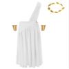 Alvivi 4Pcs Men's Halloween Ancient Greek Costume One Shoulder Strap Roman Toga Long Skirt Outfit Set White Small view 3