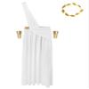 Alvivi 4Pcs Men's Halloween Ancient Greek Costume One Shoulder Strap Roman Toga Long Skirt Outfit Set White Small view 4