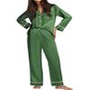 Ekouaer Satin Pajama Set for Women Silky Sleepwear Long Sleeve Top and Pants Button Down Pjs Lounge Set Bright Green view 1