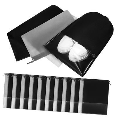 WATIIFUFU 20pcs Dustproof Travel Shoe Packing Bags Portable Pouch Organizer for Men Women Drawstring Storage Bag Window Colors