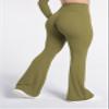 Sunzel Flare Leggings for Women with Pockets, Crossover Yoga Pants with Tummy Control, High Waisted and Wide Leg Side Pockets 30" Olive Green X-Small view 2