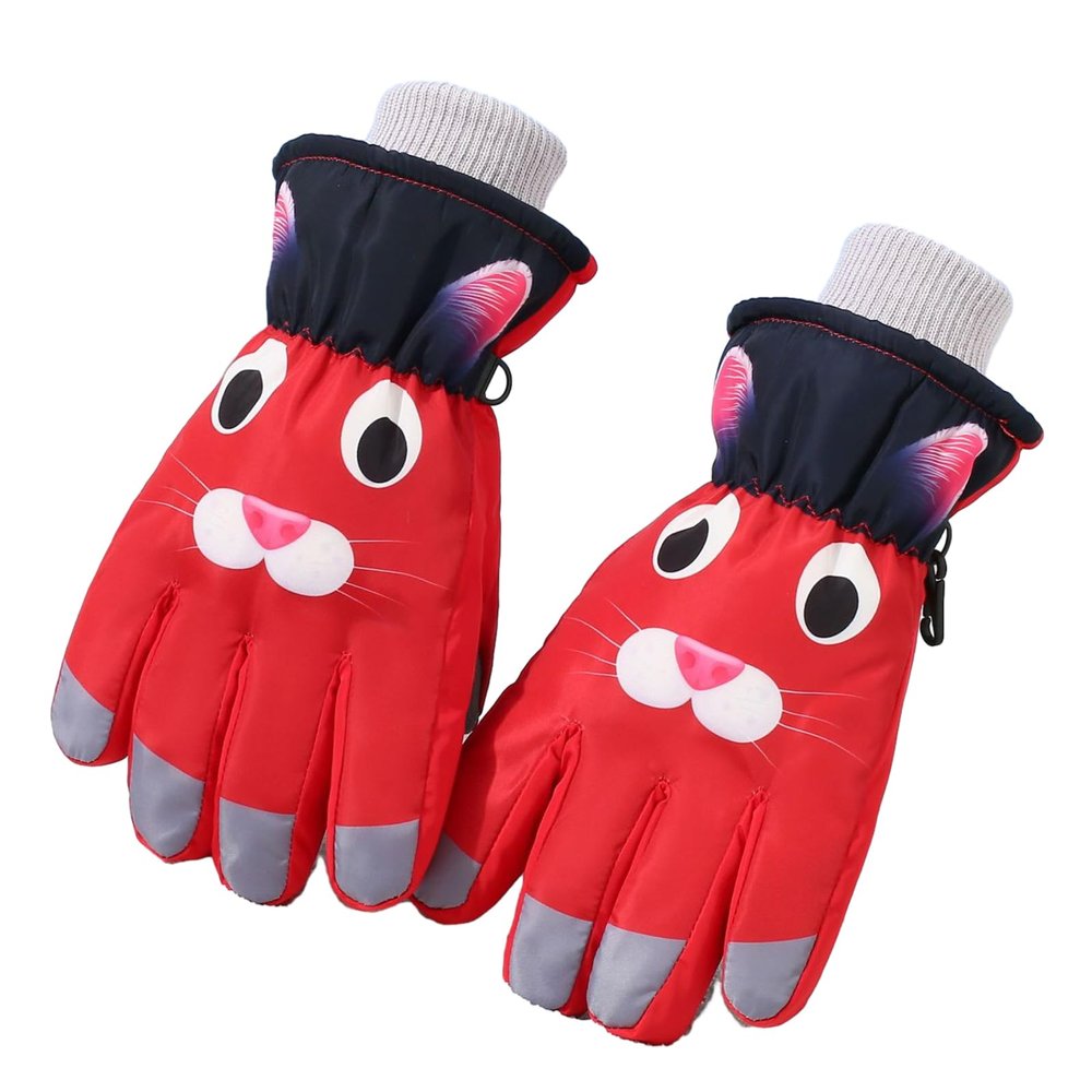 WEISUYUUS Cartoon Gloves for Kids Boys Winter Outdoor Sports Road Riding Equipment Windproof Thicken Skiing Gloves for Winter
