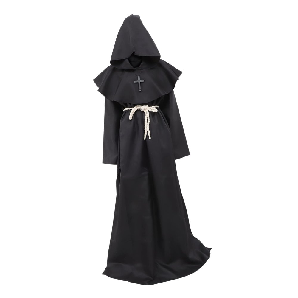 CONGARTENO Friar Medieval Hooded Monk Robe Cosplay Outfit for Halloween and Parties Unisex Design for Renaissance Theme Events and Festivals
