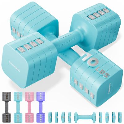 FEIERDUN 5-in-1 Adjustable Dumbbell Set of 2, 20LBS/10LBS Hand Weights for Women, 1s-Adjust Dual-Stable Dumbbell Set for Women Home Gym & Outdoor