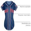 98 Baseball Jersey Shirt Women Fan Tshirt Country Vintage Jersey Button Down Short Sleeve Tops Active Shirts Blue view 4
