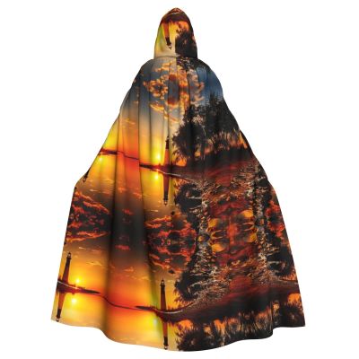 Kycvds Lighthouse Seaside Costume Adult Cloak With Hood Casual Hooded Robe Cloak Robe Clothing Hooded Coat Hooded Uniform