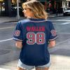 98 Baseball Jersey Shirt Women Fan Tshirts Country Vintage Jersey Button Down Short Sleeve Tops Active Shirts Blue view 2