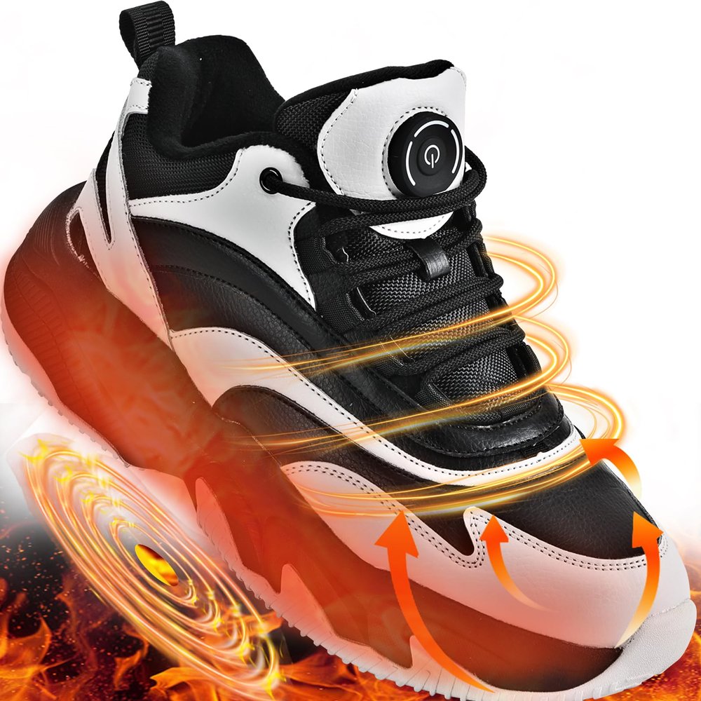 Heated Shoes for Men Rechargeable, Heating Sneakers for Women, 4000mAh Electric Self Heating Shoes Up to 20 H, Camping Foot Warmers for Outdoors Work Fishing Hunting Skiing Cycling (Gray, 6.5)
