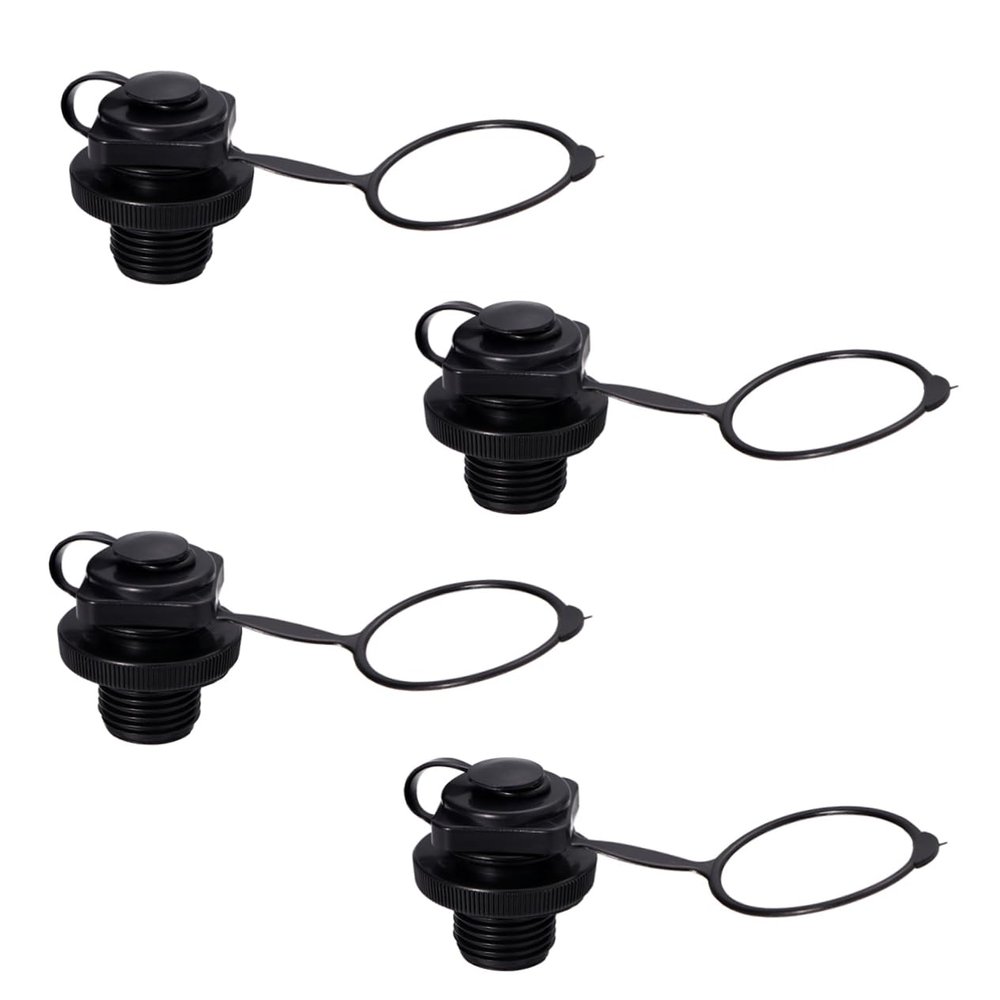 BESPORTBLE 4pcs PVC Boat Air Valve Adapter for Inflatable Boats Kayak Canoe Pool Rubber Dinghy -Leak Inflation Pump Hose Screw Thread for Quick Fit Black