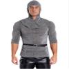 Agoky Men's 3PCS Medieval Chainmail Shirt Coif Armor Tunic Tops Knight Cowl Crusader Costume with Belt Gray X-Large view 1