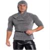 Agoky Men's 3PCS Medieval Chainmail Shirt Coif Armor Tunic Tops Knight Cowl Crusader Costume with Belt Gray X-Large view 2