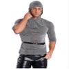 Agoky Men's 3PCS Medieval Chainmail Shirt Coif Armor Tunic Tops Knight Cowl Crusader Costume with Belt Gray X-Large view 3