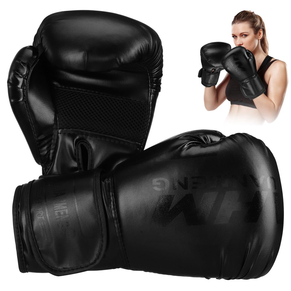 INOOMP 1 Pair Mens Boxing Gloves Pu Leather Kick Boxing Gloves Training Hand Protection