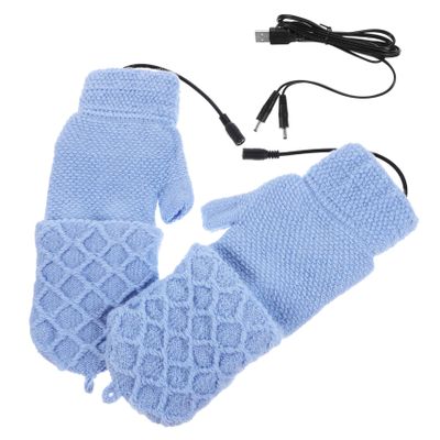 INOOMP 1pair Portable USB Heated Gloves for Thermal Mitts Full and Half Finger Design for Outdoor Sports Cycling and Electric Bike Riding Unisex Warmth